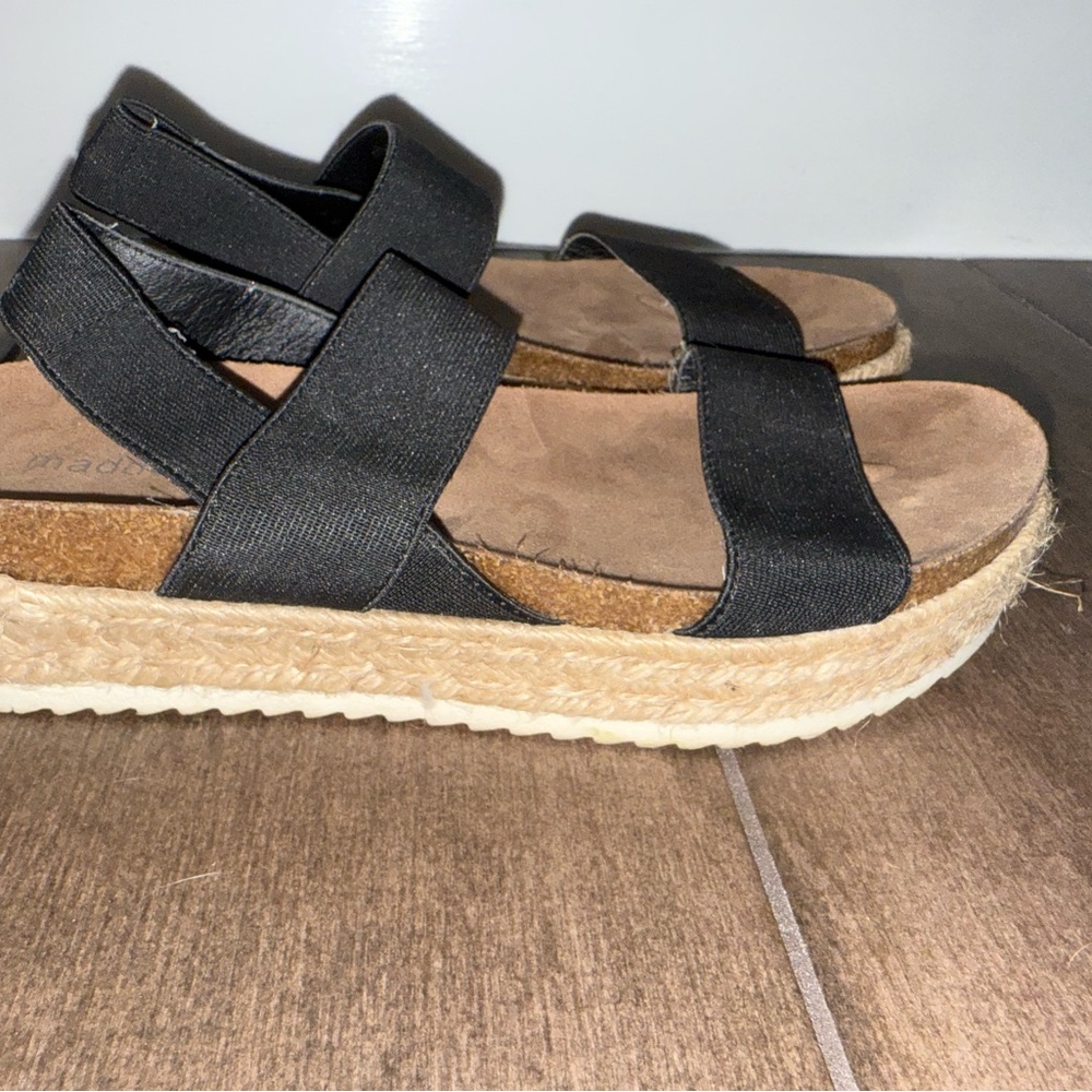 Madden Girl Black and Tan Espadrille Sandals - Picture 3 of 4